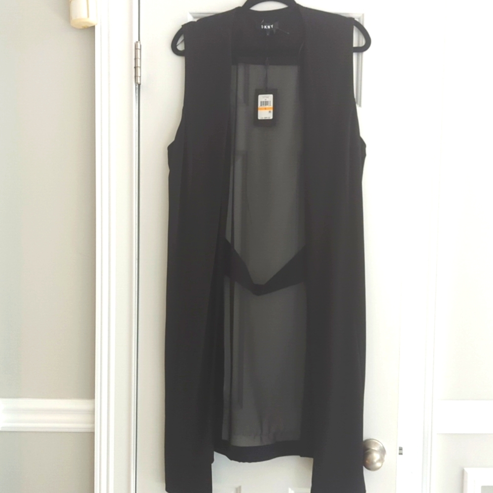 DKNY Black duster, size Large, NWT